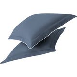 Hayra Bebek Mavi Biyeli Indigo Pamuk Saten Oxford 2'li Yastık Kılıfı Seti 50 x 70 cm - Standart