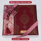 Hayrat Neşriyat Kuran + Seccade + Tesbih Hediye Seti (Hafız Boy, Ekonomik Cilt, Desenli Kutu, Bordo)
