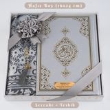 Hayrat Neşriyat Kuran + Seccade + Tesbih Hediye Seti (Hafız Boy, Ekonomik Cilt, Desenli Kutu, Gri)