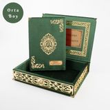 Hayrat Neşriyat Raşel Kutulu Hediyelik Kuran-I Kerim (Orta Boy, Yeşil, Şems Lafzatullah Gold Pleksi)