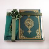Hayrat Neşriyat Şal + Seccade + Tesbih + Kuran Hediye Seti (Çanta Boy, Ekonomik Cilt, Yeşil)