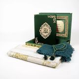 Hayrat Neşriyat Şal + Seccade + Tesbih + Kuran Hediye Seti (Orta B. Şems Lafzatullah Gold Pleksi Raşel Kutu, Yeşil)