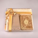 Hayrat Neşriyat Şal + Seccade + Tesbih + Yasin Hediye Seti (Çanta Boy, Şems Lafzatullah, Raşel Cilt, Gold)