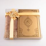 Hayrat Neşriyat Şal + Tesbih + Kuran Hediye Seti (Hafız Boy, Standart Cilt, Gold)