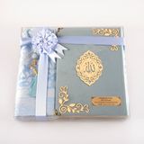 Hayrat Neşriyat Seccade + Tesbih + Kuran Hediye Seti (Orta Boy, Kadife, Açık Mavi, Lafzatullah)