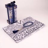 Hayrat Neşriyat Tesbih + Seccade Seti (Desenli Dik Asetat Kutu, Lacivert) - 110 x 65 cm