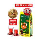HayriEfendi ORJİNAL İTHAL SEYLAN İRİ KAÇAK SİYAH DÖKME ÇAY (400 GR X 10 ADET