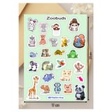 Hayvan Dostu Etiketleri Sevimli Hayvanlar Zoobuds Defter Çıkartması Hediyelik Sticker Seti - 1 Sayfa
