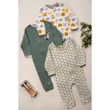 Hayvan Figürlü %100 Pamuklu Fermuarlı Unisex 3 Lü Bebek Uyku Tulum Seti. 9-12-18 Ay - Çok Renkli - 12 - 18 Ay