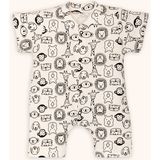 Hayvan Figürlü Çıtçıtlı Unisex Kısa Tulum - 6 - 9 Ay - Açık Beyaz