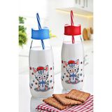 Hayvan Figürlü Pipetli Su ve Süt Şişesi Cam 500 ml Midastech
