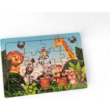 Hayvanlar Alemi 9 - 16 Parça Eğitici Öğretici Ahşap Çocuk Puzzle Yapboz Bebek Çocuk Oyuncak