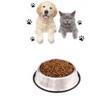 Hayvanlar için Çelik Kaydırmaz Büyük Boy Su Mama vb. Kabı Kedi Köpek Su Mama Kabı (Alt Taban: 21,5 cm)