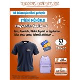 Hayvanlar Serisi - 4 Kreş Anaokulu Ilkokul Kıyafet Eşya Yaka Ense Isim Etiketi 57 Adet