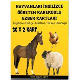 Hayvanları İngilizce Öğreten Karekodlu Ezber Kartları - Enine Boyuna Eğitim