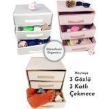 Hayveys 3 Gözlü 3 Katlı Çekmece İçi Dolap Düzenleyici Organizer 32 cm x 32 cm x 32 cm Çok Amaçlı