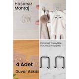Hayveys 4 Adet Güçlü Çerçeve Askısı Yapışkanlı Raf Tutucu Banyo Askı Kanca