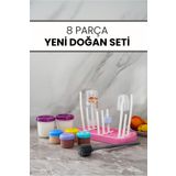 Hayveys 8 Parça Set Sızdırmaz Süt,mama Saklama Kabı Biberon Kurutucu Ve Şişe,biberon Temizleme Fırçası Bebek