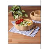 Hayveys Bambu Çizgili Kase Meyvelik Ekmeklik Salata Meze Bowl Curve Kase Sunum Tepsisi