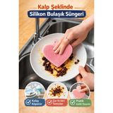 Hayveys Kalp Şeklinde Silikon Bulaşık Süngeri – Çok Amaçlı, Çizmez, Pratik Askılı Temizlik Süngeri Mat - Çok Renkli