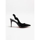 Hayy Shoes Arcturus – Siyah Rugan Stiletto Deri Astarlı Arkası Açık Love Topuklu Ayakkabı