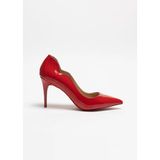 Hayy Shoes Capella – Kırmızı Rugan Stiletto Love Deri Astarlı Topuklu Ayakkabı