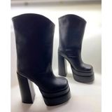 Hayy Shoes Hayyshoes Siyah Mat Çift Kat Platformlu Yüksek Topuklu Kadın Çizme