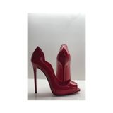Hayy Shoes Kırmızı Rugan Love Kare Burun Gizli Platformlu Stiletto Topuklu Ayakkabı