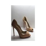 Hayy Shoes Nude Mat Love Kare Burun Gizli Platformlu Stiletto Topuklu Ayakkabı