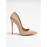 Hayy Shoes Sirius – Bej Rugan Stiletto Deri Astarlı Topuklu Ayakkabı