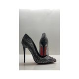 Hayy Shoes Siyah Gümüş Cam Kırığı Stiletto Topuklu Ayakkabı - Siyah - Gümüş