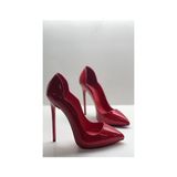 Hayyshoes Kırmızı Rugan Love Gizli Platformlu Stiletto Topuklu Ayakkabı