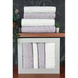 Hazal%100 Pamuklu Kutulu 4'lü Banyo Havlu Seti Hamam Takımı 50x90-90x150 Antrasit-Krem - 00081