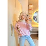 Hazamoda Movi Taşlı Merserize Tunik Pudra
