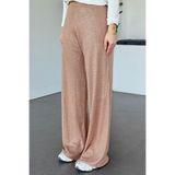 Hazamoda Taşlı Triko Pantolon Camel