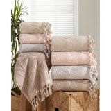 Hazangülü Collection Buldan Üretimi Çeyizlik Lüks Jakarlı Rodos 4'lü El/yüz Havlusu I 50X90 - 50 x 90 cm - Çok Renkli