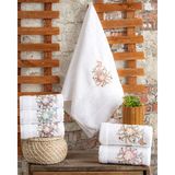 Hazangülü Collection Buldan Üretimi Çeyizlik Nakışlı Alya Kadife 6'lı Mutfak Havlusu I 30X50 - 30 x 50 cm - Beyaz