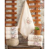 Hazangülü Collection Buldan Üretimi Çeyizlik Nakışlı Alya Kadife Krem 6'lı Mutfak Havlusu I 30X50 - 30 x 50 cm
