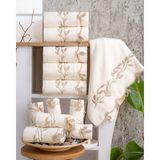 Hazangülü Collection Buldan Üretimi Çeyizlik Rüya Kadife Krem 6'lı El/yüz Havlusu I 50X90 - 50 x 90 cm