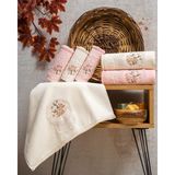 Hazangülü Collection Buldan Üretimi Elit Çeyizlik Nakışlı Kadife 6’lı El/yüz Havlusu I 50X90 - 50 x 90 cm - Çok Renkli