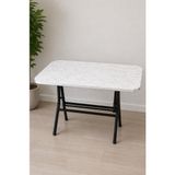 Hazar Gıda Mermer Desenli Katlanır Mutfak ve Yemek Masası / Çok Amaçlı Çalışma Masası - Beyaz - 50x80