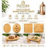 Hazar Katlanabilir Bambu Servis Tabağı (Oval ve Kare Model Seçenekleri) - Kahverengi