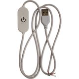 Hazar Led 100 cm 2 Amper Touch Dokunmatik Açık Uçlu Dimmer On/off Switch'li Beyaz USB Erkek Kablo