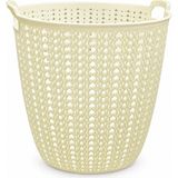 Hazar Yuvarlak Ajurlu Örgü Desenli Plastik Çamaşır Sepeti - Krem