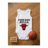 HAZDEN Chicago Bulls Baskılı %100 Pamuklu Erkek Bebek Zıbın - Bebek Body - Basketbol Temalı Bebek Kıyafeti