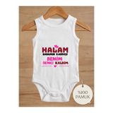 HAZDEN Halam Babamın Kardeşi Benim İkinci Kalbim" Yazılı Bebek Zıbın - Esprili ve Duygusal Bebek Body - %100 Pamuklu Tasarım Bebek Kıyafeti