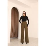 Hazel Kadın Haki Arkası Lastikli Palazzo Pantolon - 34