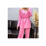Hazel Kadın Pembe Bel Bağlamalı Blazer Ceket