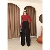 Hazel Kadın Siyah Arkası Lastikli Palazzo Pantolon - 48