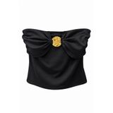 HAZELANNA Medallion Siyah Straplez Bluz